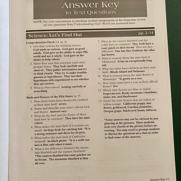 Abeka 4th grade Science Teacher Keys - Picture 10 of 10